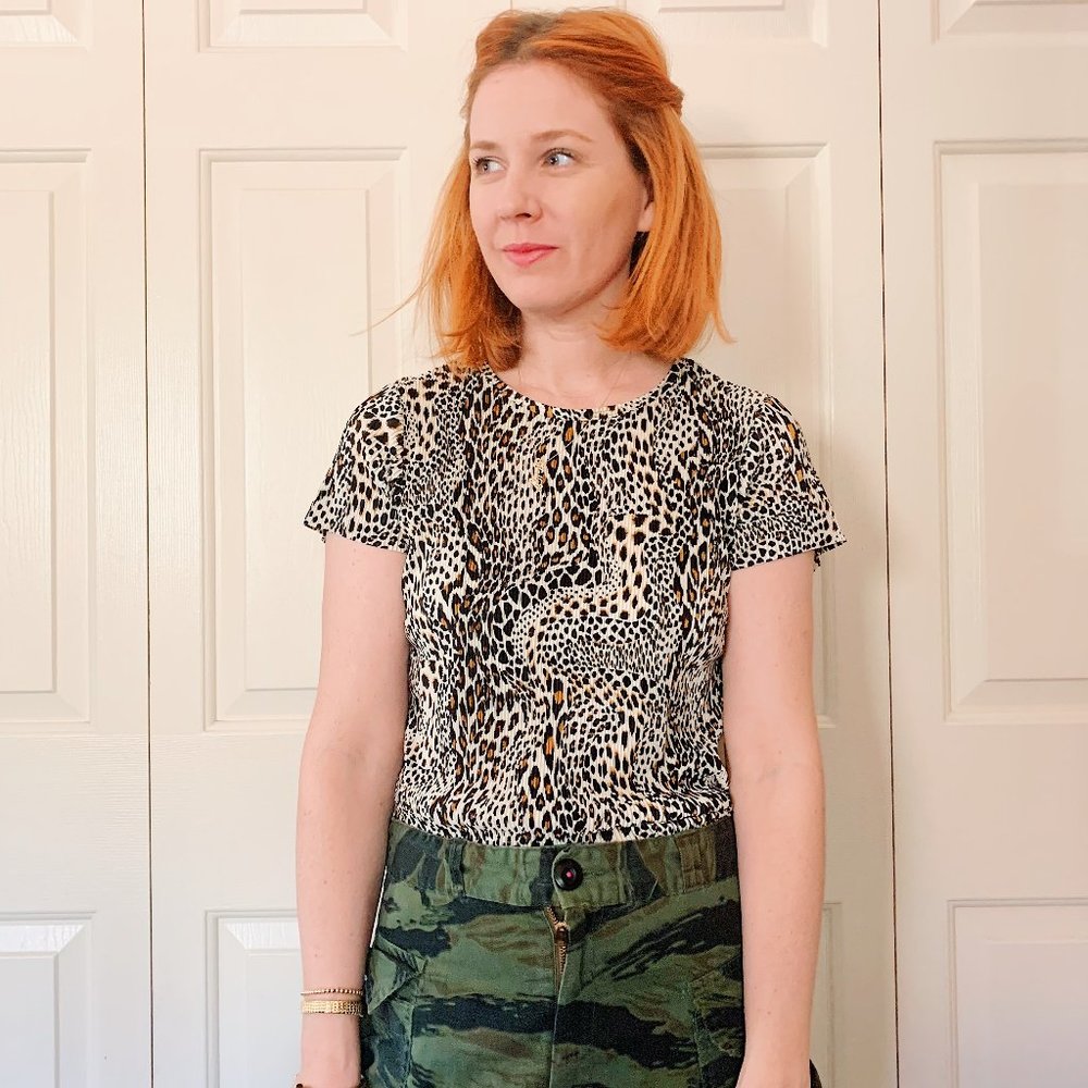 vintage leopard short sleeve shirt, small